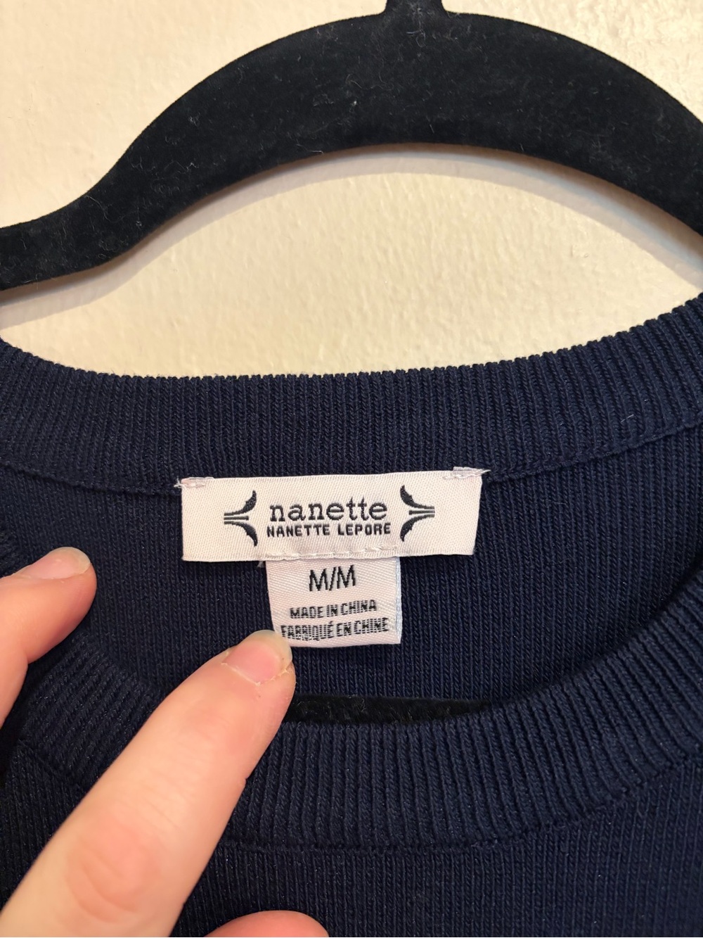 Nanette Lepore Navy Knit Vest w/ Light Blue & White Striped Peek-a-Boo Blouse - Picture 2 of 6